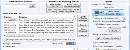 Android Mobile Text SMS Software screenshot