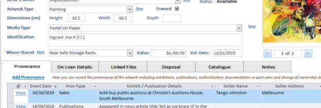 Artworks Database screenshot