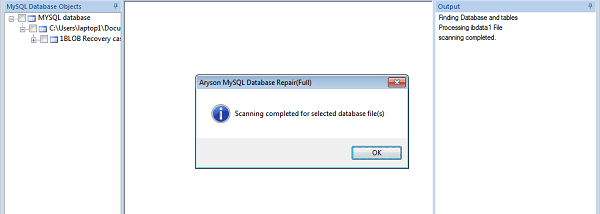 Aryson MySQL Database Repair screenshot