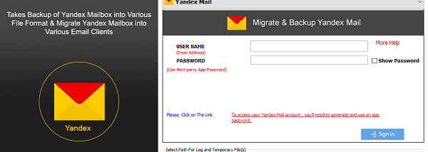 Aryson Yandex Backup Tool screenshot