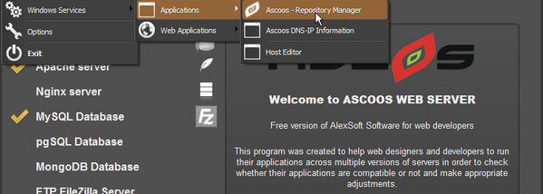 ASCOOS Web Server screenshot