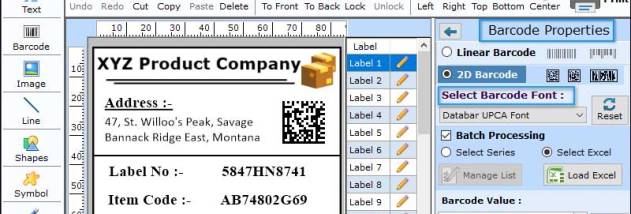 Asset Tracking Databar UPCA Barcode screenshot