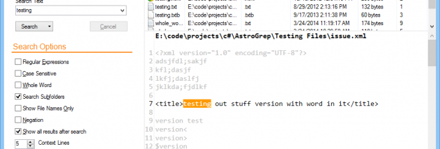 AstroGrep screenshot