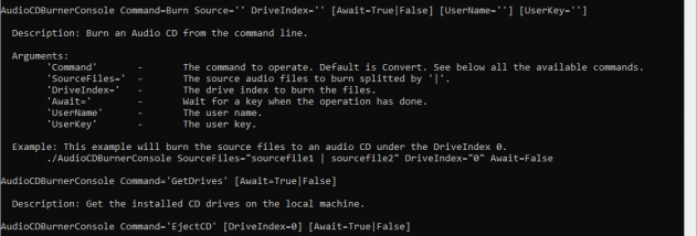 Audio CD Burner Console screenshot