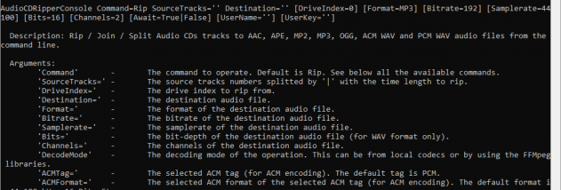 Audio CD Ripper Console screenshot