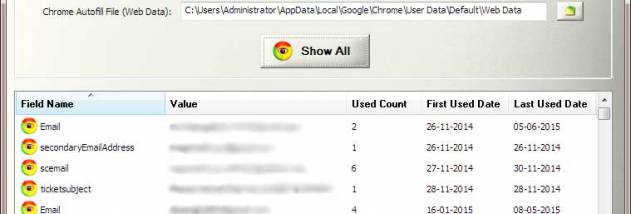 Autofill Viewer for Chrome screenshot