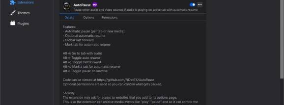 AutoPause for Firefox screenshot