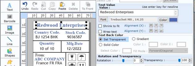Aztec Barcode Printing Program screenshot