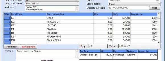 Barcode Enabled Accounting Software screenshot