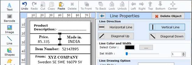 Barcode Label Producing Application screenshot