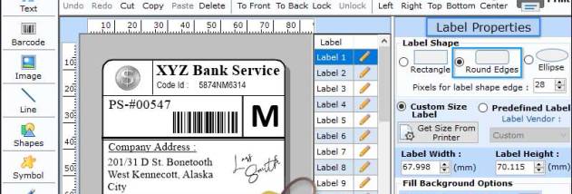 Barcode Label Software for Banks screenshot