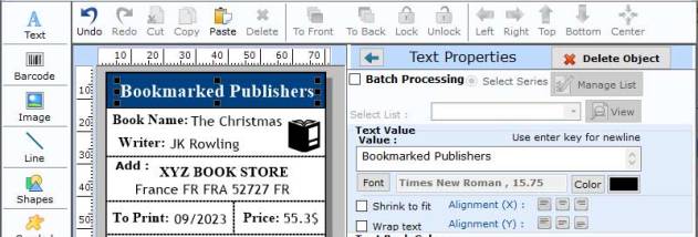 Barcode Label Utility Publishing screenshot