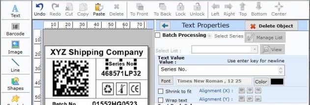 Standard Barcode Label Producer screenshot