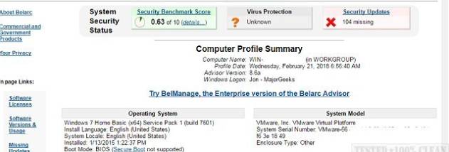 Belarc Advisor screenshot
