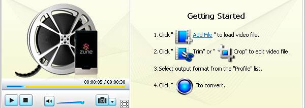 Bigasoft Zune Video Converter screenshot