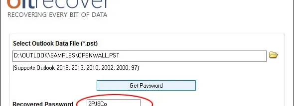 BitRecover PST password recoverys wizard screenshot
