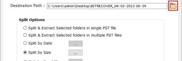 BitRecover PST splitter wizard screenshot