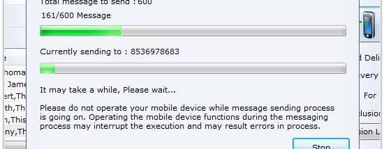 BlackBerry Bulk SMS screenshot