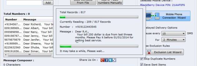 Blackberry Bulk Text Messaging Software screenshot