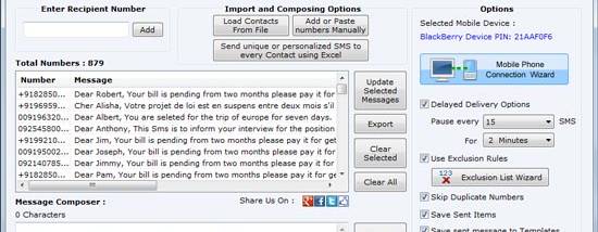 Blackberry Free Text Messaging screenshot