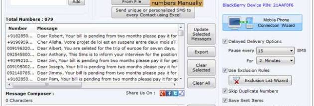 BlackBerry Mobile Text SMS Software screenshot