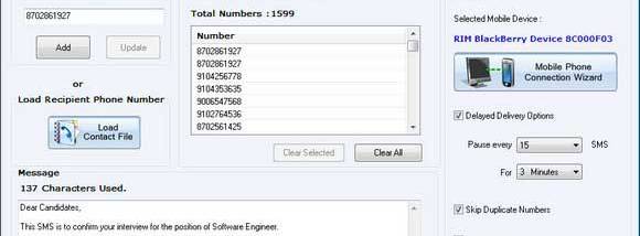 BlackBerry Online SMS screenshot