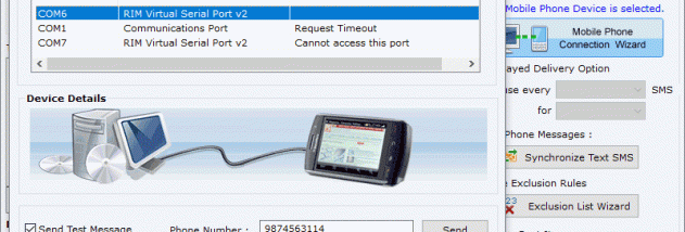 Blackberry Phone SMS Messaging Software screenshot