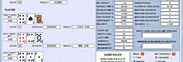 Blackjack Bet and Play Simulator screenshot