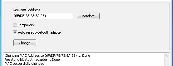Bluetooth MAC Address Changer screenshot