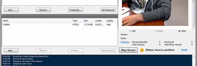 BroadCam Video Streaming Server Pro screenshot