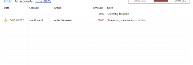 Budget book screenshot