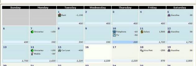 Budget Calendar screenshot