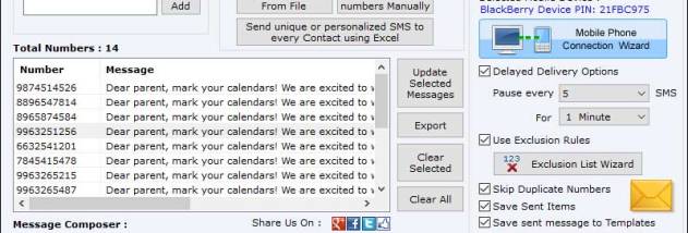 Bulk SMS for Blackberry Mobile screenshot