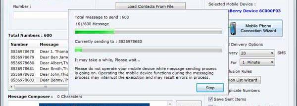 Bulk SMS Software for Blackberry Phones screenshot