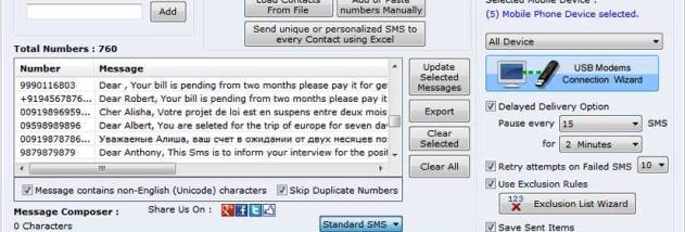 Bulk SMS software For USB Modem screenshot