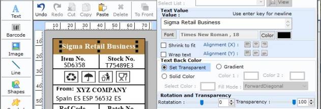 Business Barcode software screenshot