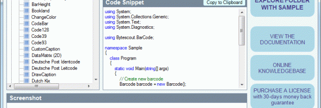 Bytescout BarCode Generator SDK screenshot