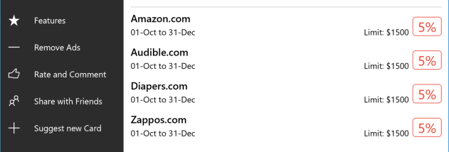 CashBack Categories screenshot