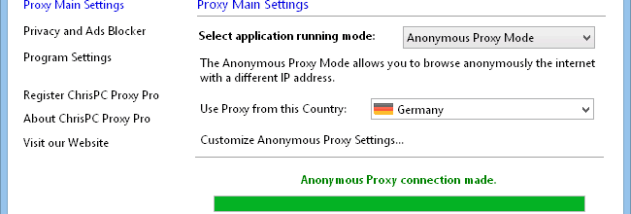 ChrisPC Anonymous Proxy Pro screenshot