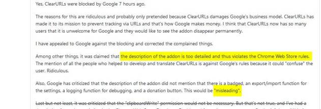 ClearURLs for Firefox screenshot