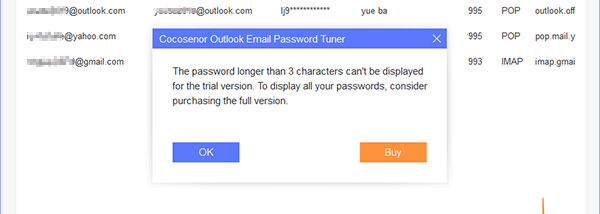 Cocosenor Outlook Email Password Tuner screenshot