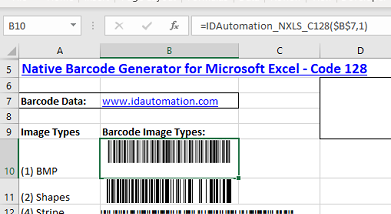 Excel Code 128 Barcode Generator screenshot