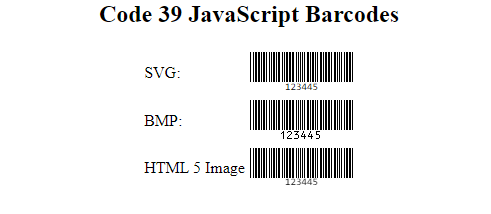JavaScript Code 39 Generator screenshot