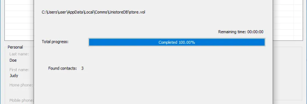 Contacts Recovery for Windows Mail App screenshot