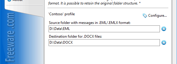 Convert EML to DOCX for Outlook screenshot