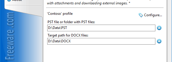 Convert PST to DOCX for Outlook screenshot