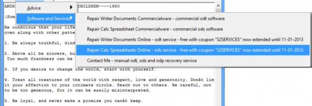 Corrupt Open Office Recovery screenshot
