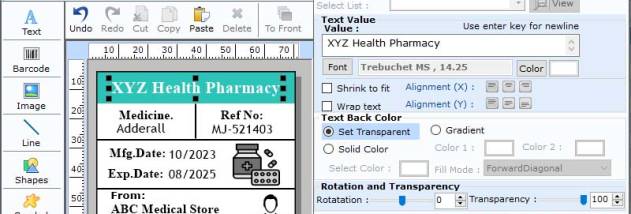 Creating Barcode Label for Healthcare screenshot