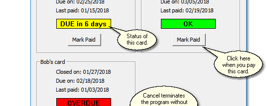 Credit Card Reminder screenshot