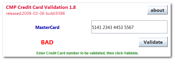Credit Card Validator screenshot